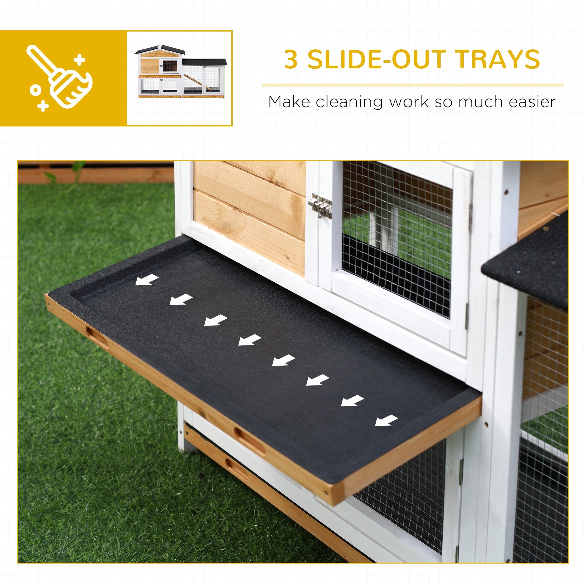 2 Storey Rabbit/Chicken  Hut Wooden Bunny/Chicken Hut Small Animal House With Ramp
