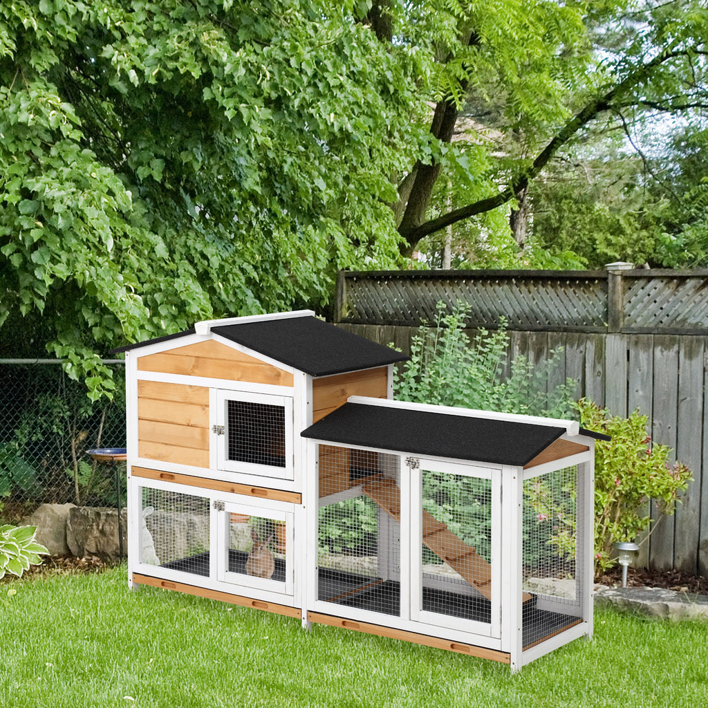 2 Storey Rabbit/Chicken  Hut Wooden Bunny/Chicken Hut Small Animal House With Ramp
