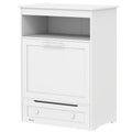 Pet Feeder Station Storage Cabinet, Dog Food Storage Container with Dog Raised Bowls, Watering Supplies, White
