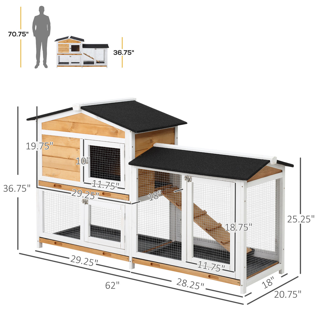 2 Storey Rabbit/Chicken  Hut Wooden Bunny/Chicken Hut Small Animal House With Ramp
