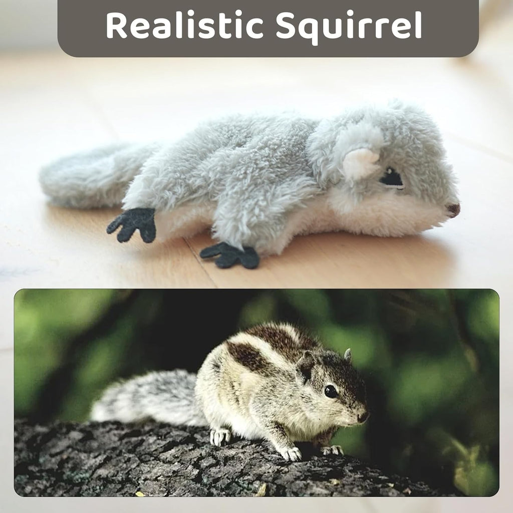 PROKEl Pet Toys, Cat Catnip Toys FlappingSquirrel, Rechargeable Touch Activated KittenToys, Lifelike Interactive Cats Toy Indoor, CatKicker Plush Toys For All Breeds Universalinteractive Toy Cat Toys